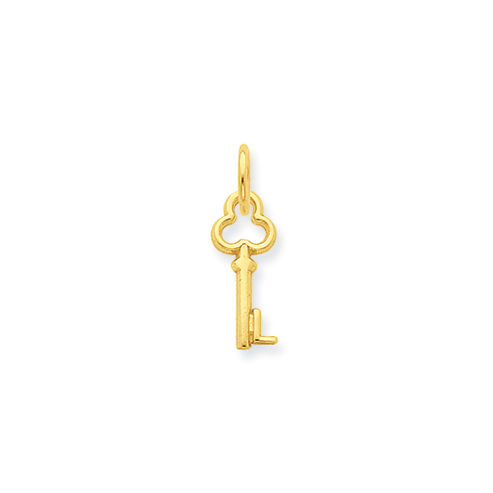 14k Yellow Gold, Hannah Collection, Mini Initial L Shamrock Key Charm, Item P10433-L by The Black Bow Jewelry Co.