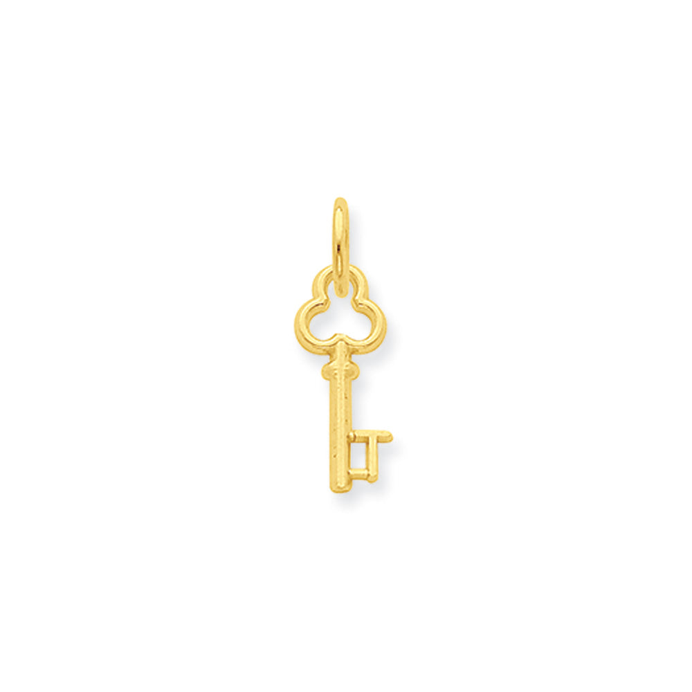 14k Yellow Gold, Hannah Collection, Mini Initial T Shamrock Key Charm, Item P10433-T by The Black Bow Jewelry Co.