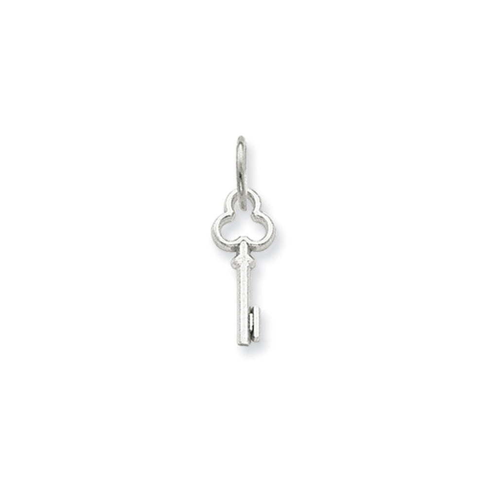 14k White Gold, Hannah Collection, Mini Initial I Shamrock Key Charm, Item P10434-I by The Black Bow Jewelry Co.