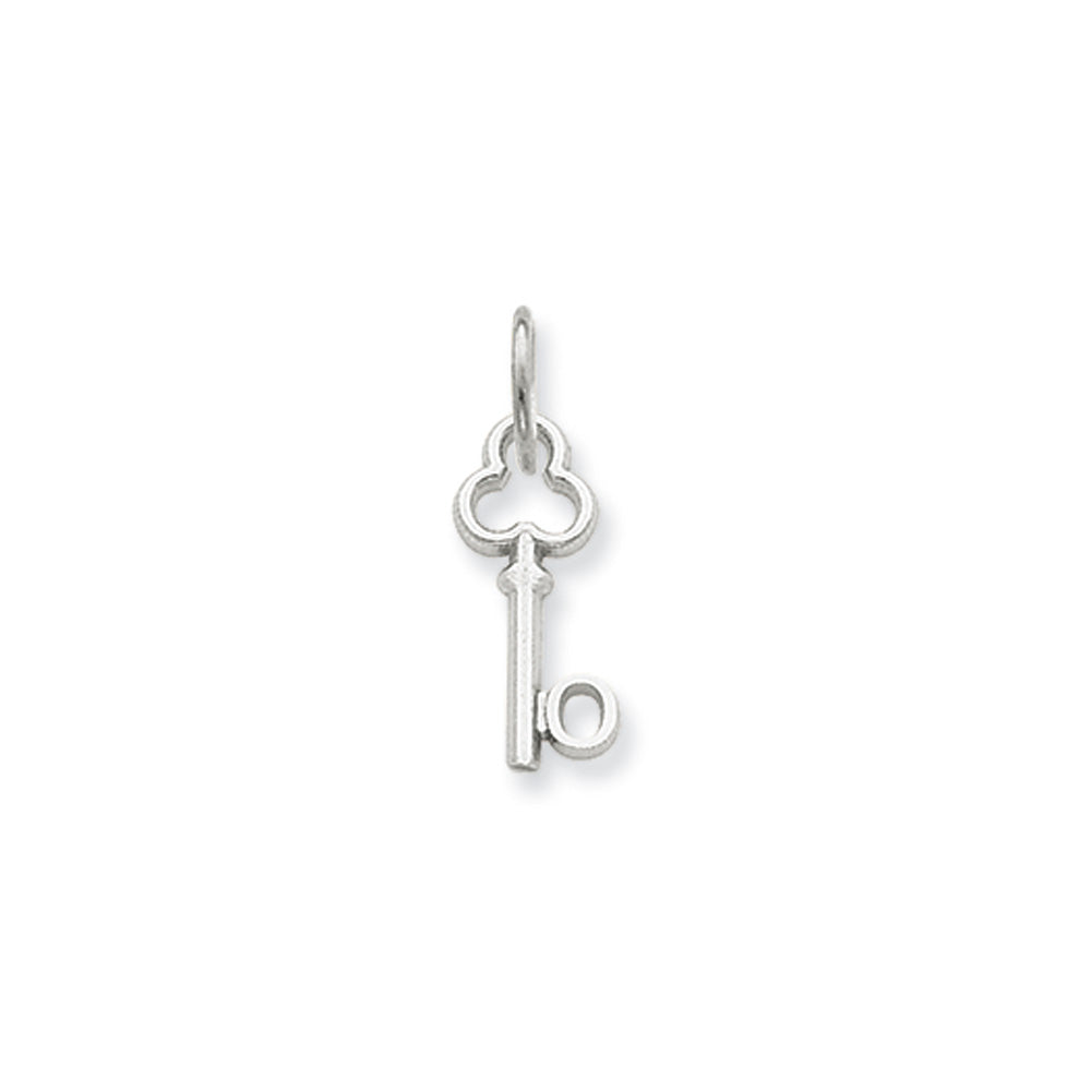 14k White Gold, Hannah Collection, Mini Initial O Shamrock Key Charm, Item P10434-O by The Black Bow Jewelry Co.