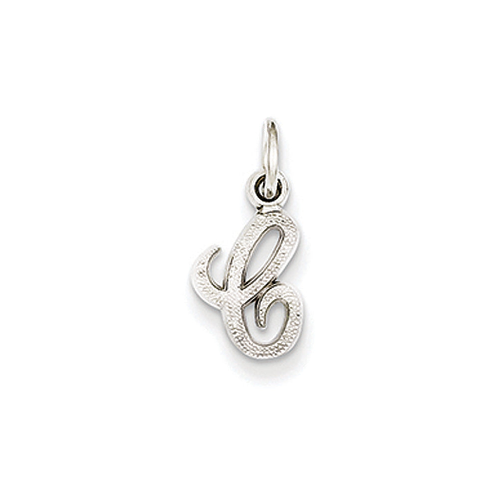 14k White Gold, Sadie Collection, Mini Satin Script Initial C Charm, Item P10435-C by The Black Bow Jewelry Co.