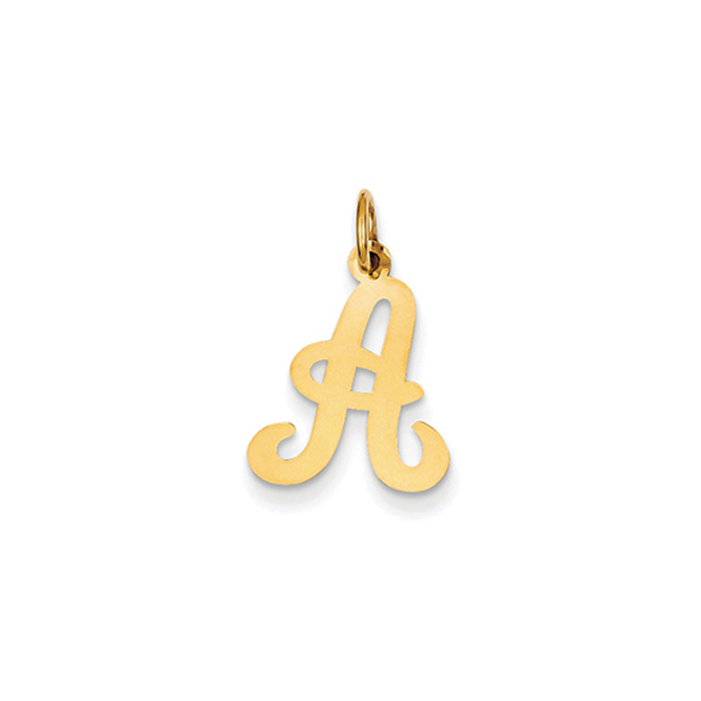 14k Yellow Gold, Sophia Collection, Small Script Initial A Pendant, Item P10436-A by The Black Bow Jewelry Co.