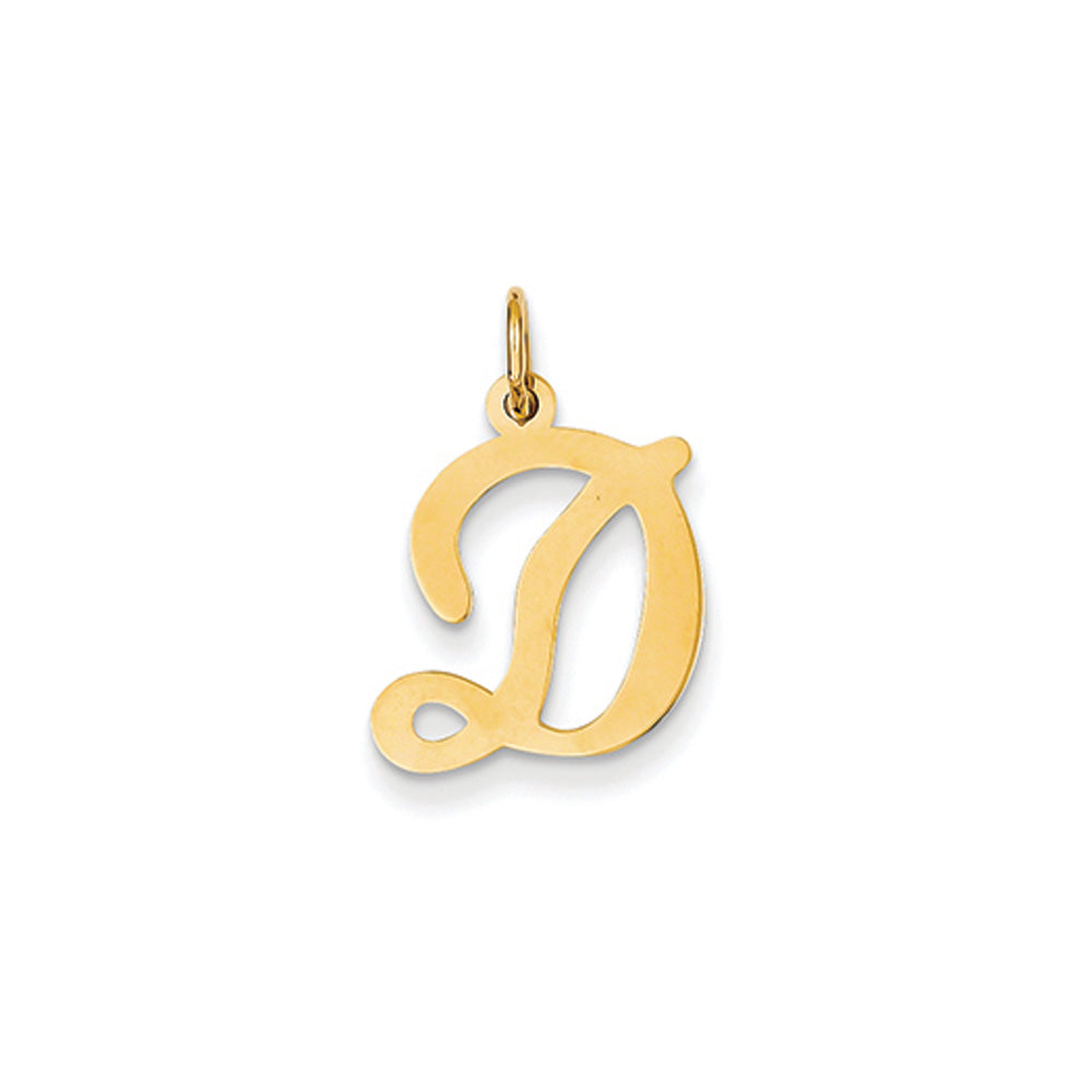 14k Yellow Gold, Sophia Collection, Small Script Initial D Pendant, Item P10436-D by The Black Bow Jewelry Co.