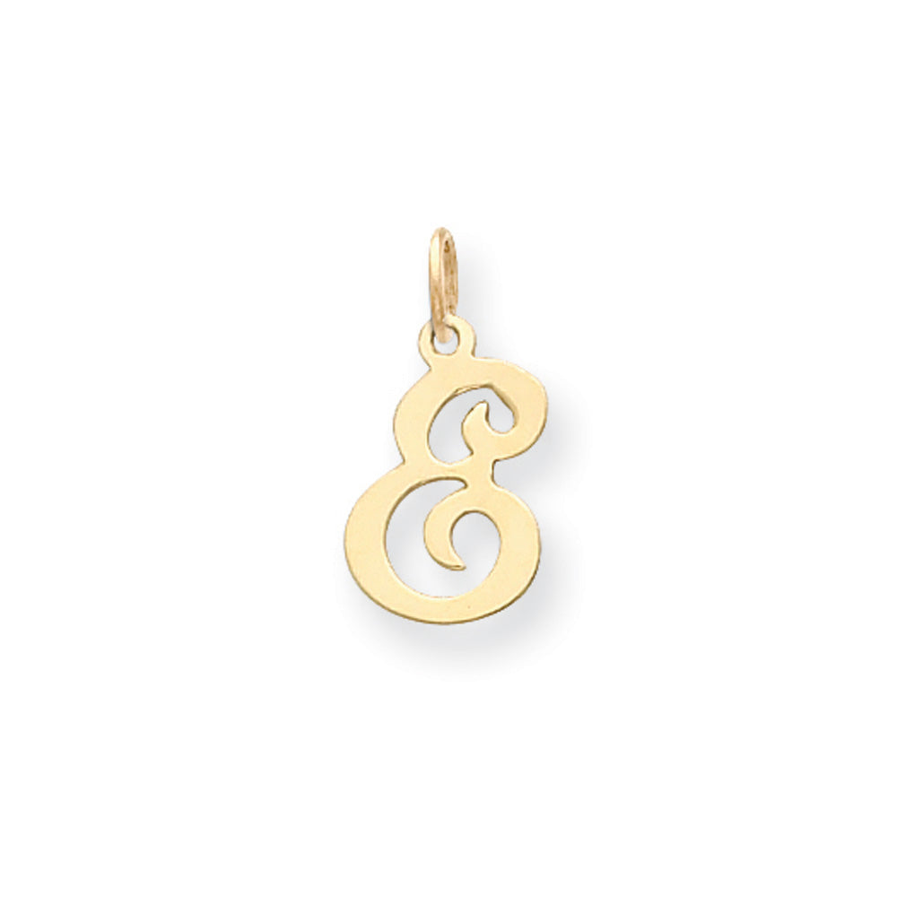 14k Yellow Gold, Sophia Collection, Small Script Initial E Pendant, Item P10436-E by The Black Bow Jewelry Co.