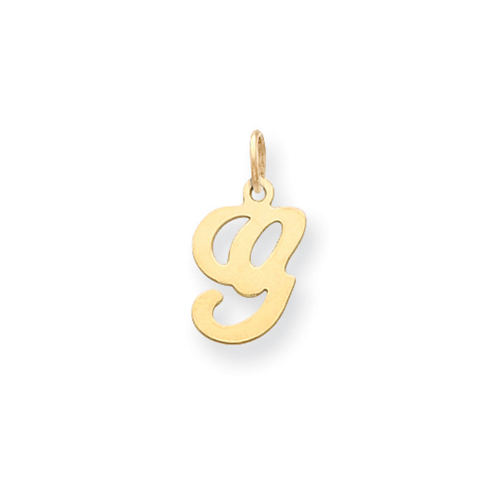 14k Yellow Gold, Sophia Collection, Small Script Initial G Pendant, Item P10436-G by The Black Bow Jewelry Co.