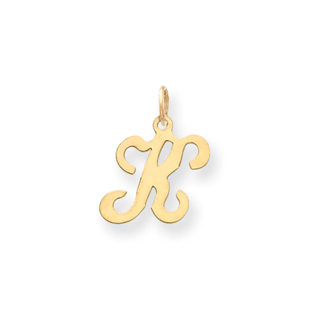 14k Yellow Gold, Sophia Collection, Small Script Initial K Pendant, Item P10436-K by The Black Bow Jewelry Co.