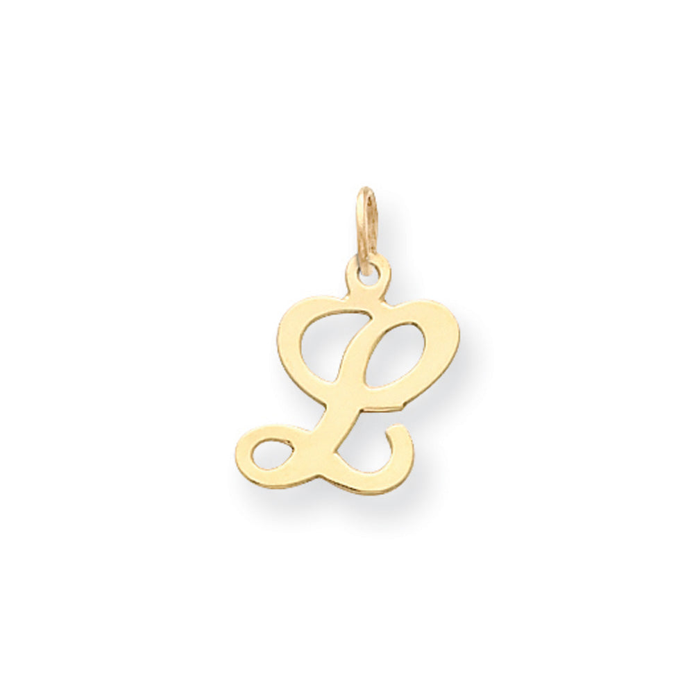 14k Yellow Gold, Sophia Collection, Small Script Initial L Pendant, Item P10436-L by The Black Bow Jewelry Co.