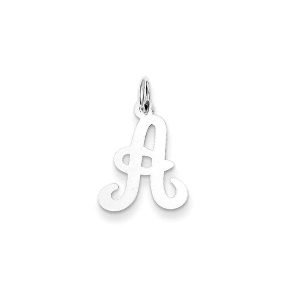 14k White Gold, Sophia Collection, Small Script Initial A Pendant, Item P10437-A by The Black Bow Jewelry Co.