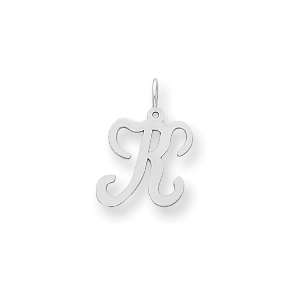 14k White Gold, Sophia Collection, Small Script Initial K Pendant, Item P10437-K by The Black Bow Jewelry Co.