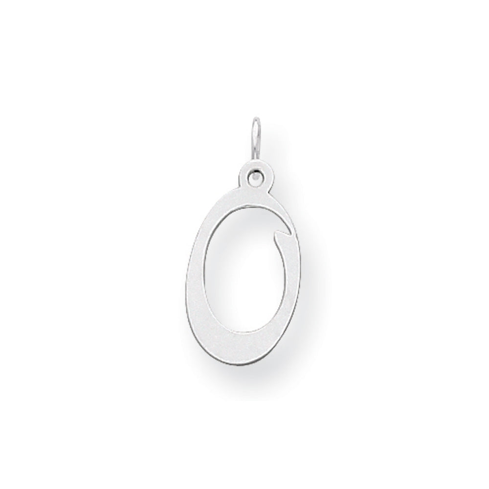 14k White Gold, Sophia Collection, Small Script Initial O Pendant, Item P10437-O by The Black Bow Jewelry Co.