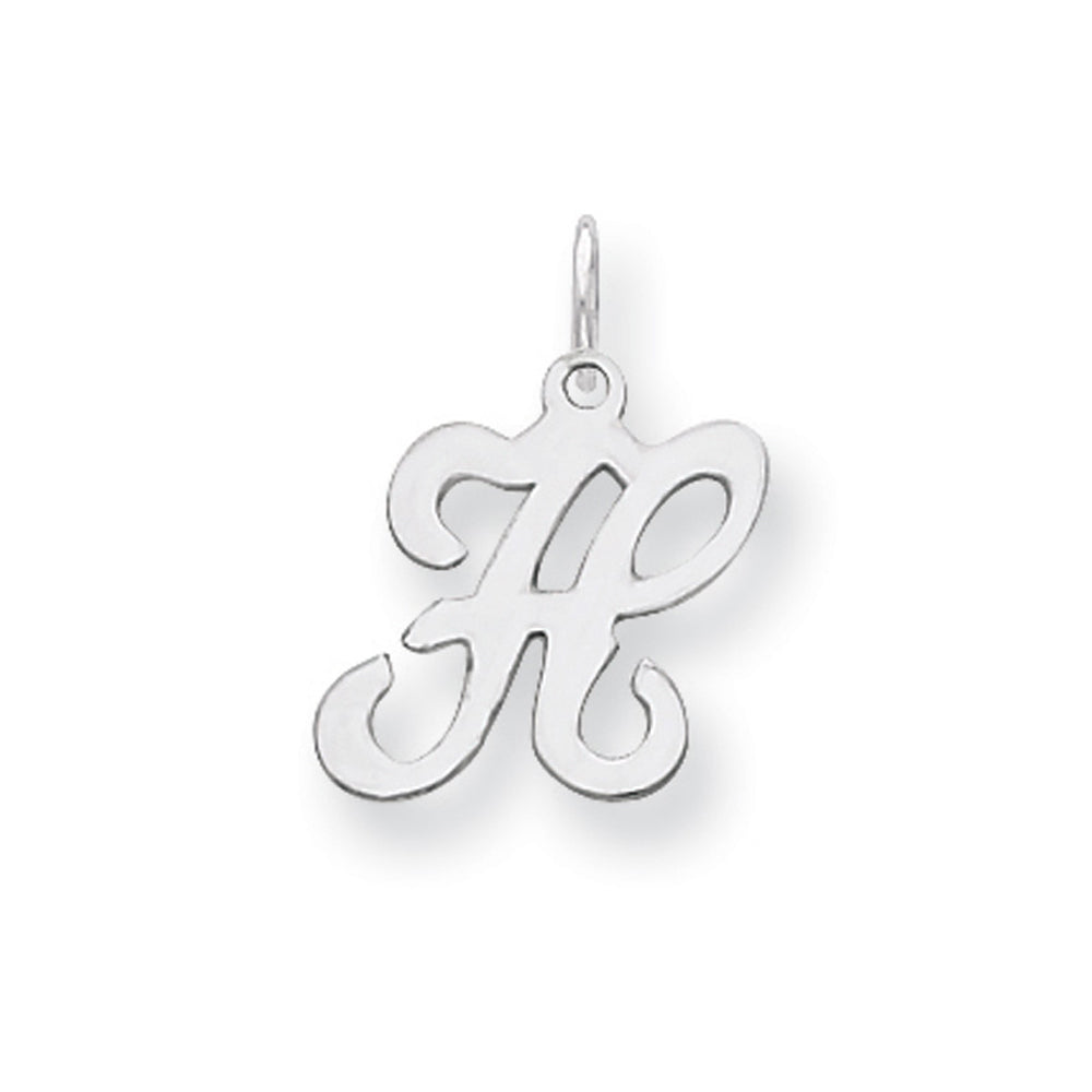 Sterling Silver, Sophia Collection, Small Script Initial H Pendant, Item P10438-H by The Black Bow Jewelry Co.