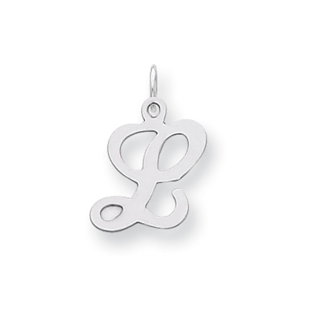Sterling Silver, Sophia Collection, Small Script Initial L Pendant, Item P10438-L by The Black Bow Jewelry Co.