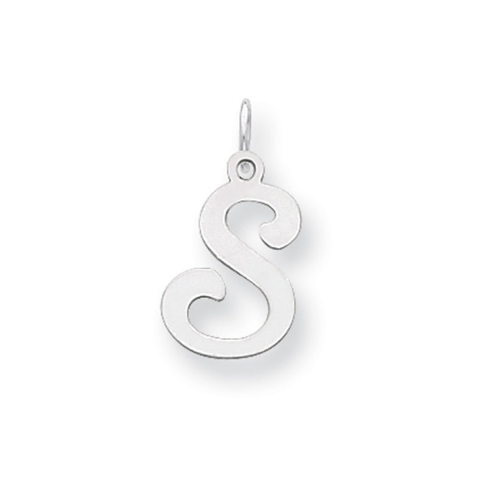 Sterling Silver, Sophia Collection, Small Script Initial S Pendant, Item P10438-S by The Black Bow Jewelry Co.
