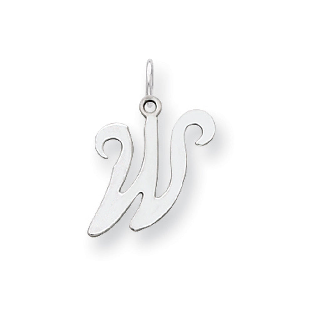 Sterling Silver, Sophia Collection, Small Script Initial W Pendant, Item P10438-W by The Black Bow Jewelry Co.