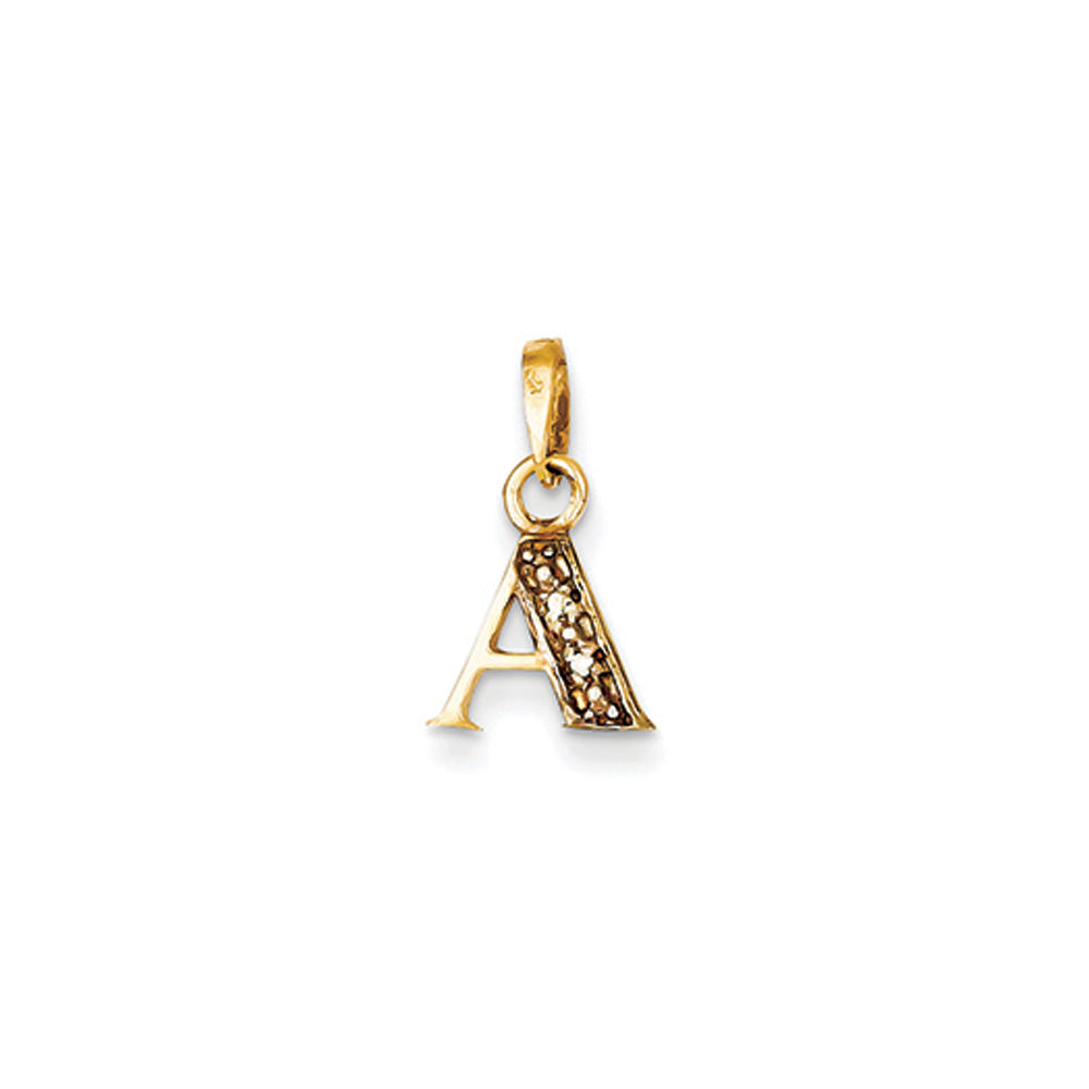 The Chloe Mini Diamond Accent initial A Pendant in 14k Yellow Gold, Item P10440-A by The Black Bow Jewelry Co.