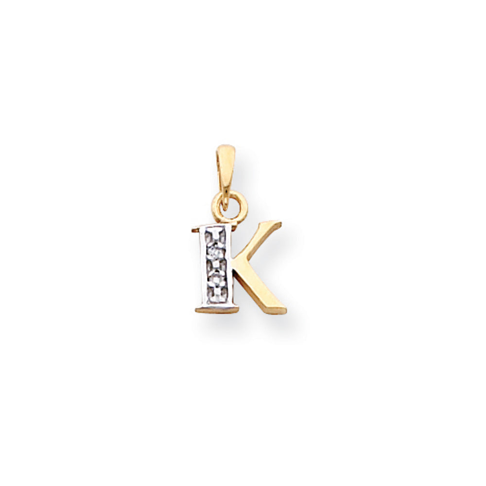 The Chloe Mini Diamond Accent initial K Pendant in 14k Yellow Gold, Item P10440-K by The Black Bow Jewelry Co.