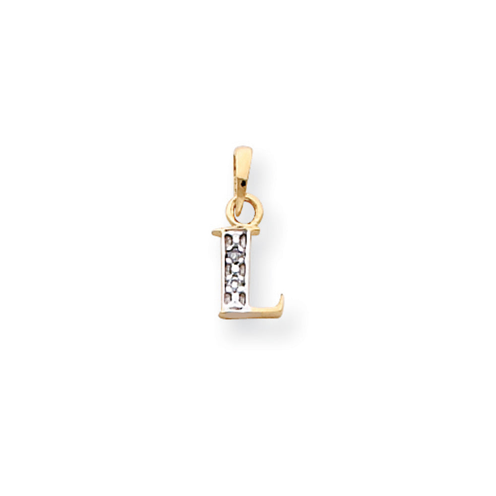 The Chloe Mini Diamond Accent initial L Pendant in 14k Yellow Gold, Item P10440-L by The Black Bow Jewelry Co.