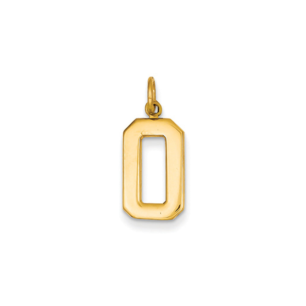 14k Yellow Gold, Athletic Collection Medium Polished Number 0 Pendant, Item P10444-0 by The Black Bow Jewelry Co.