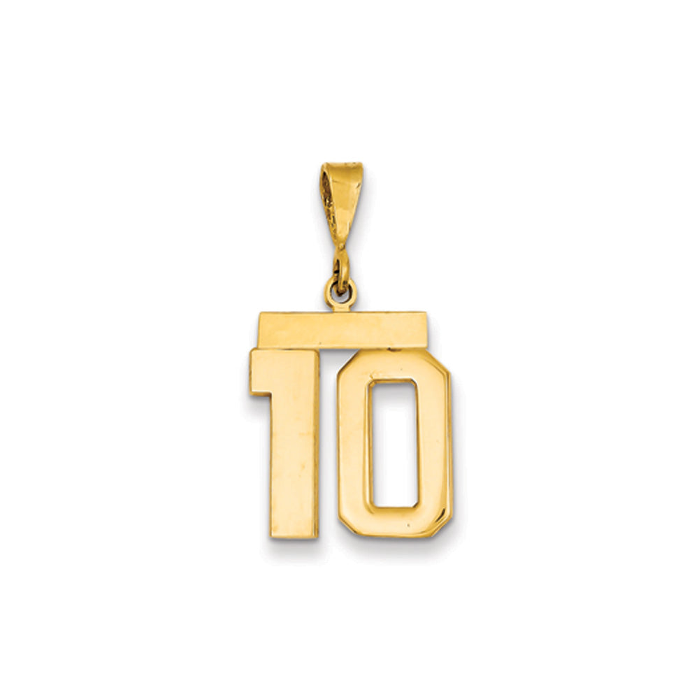 14k Yellow Gold, Athletic Collection Medium Polished Number 10 Pendant, Item P10444-10 by The Black Bow Jewelry Co.
