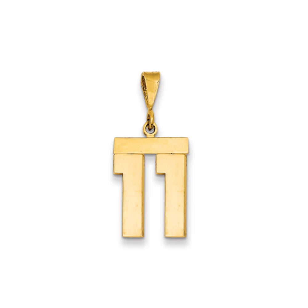 14k Yellow Gold, Athletic Collection Medium Polished Number 11 Pendant, Item P10444-11 by The Black Bow Jewelry Co.
