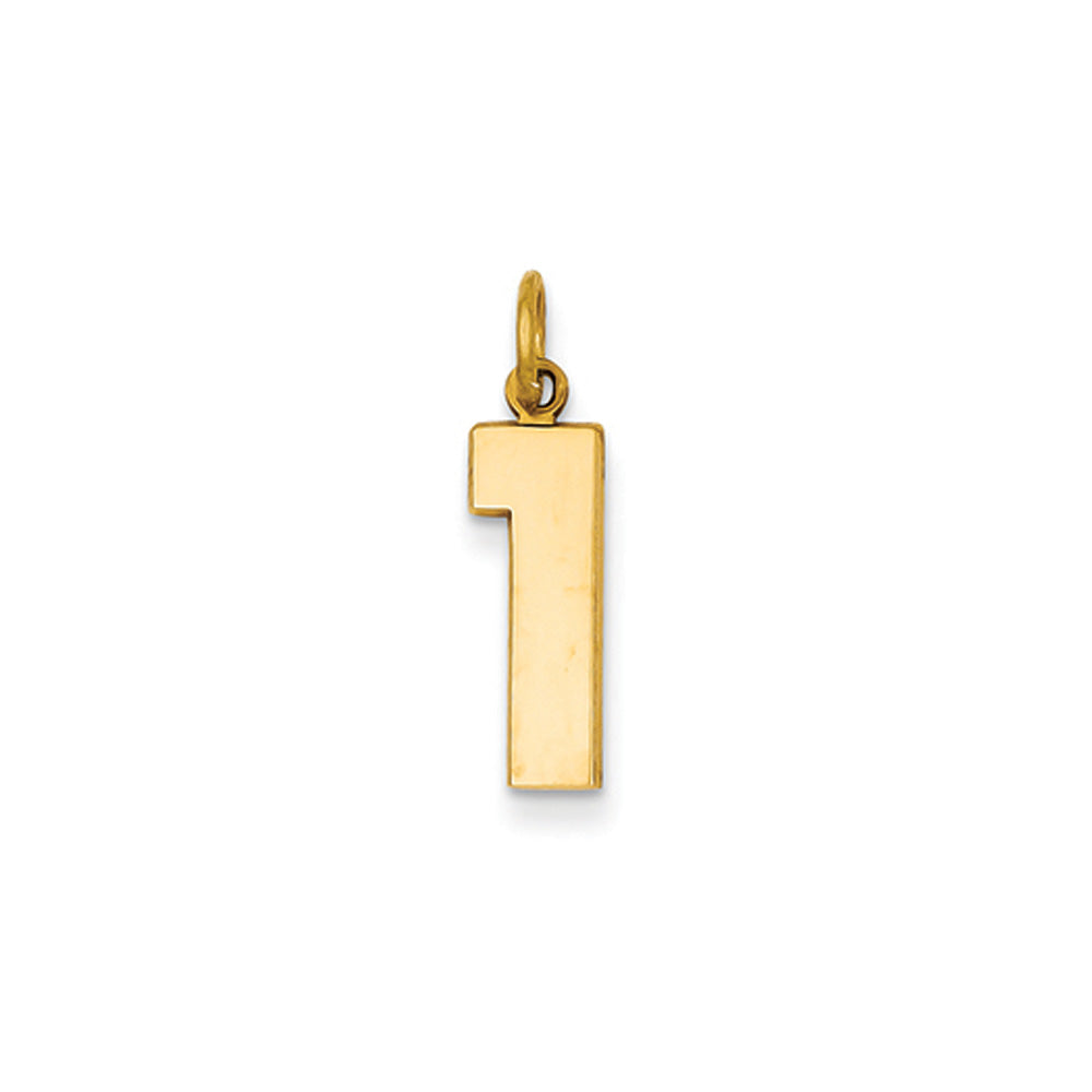 14k Yellow Gold, Athletic Collection Medium Polished Number 1 Pendant, Item P10444-1 by The Black Bow Jewelry Co.