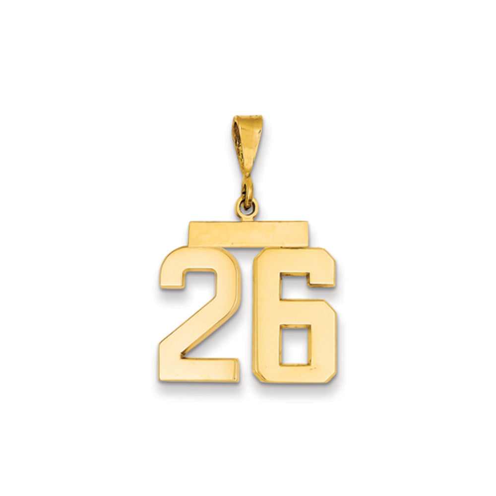 14k Yellow Gold, Athletic Collection Medium Polished Number 26 Pendant, Item P10444-26 by The Black Bow Jewelry Co.