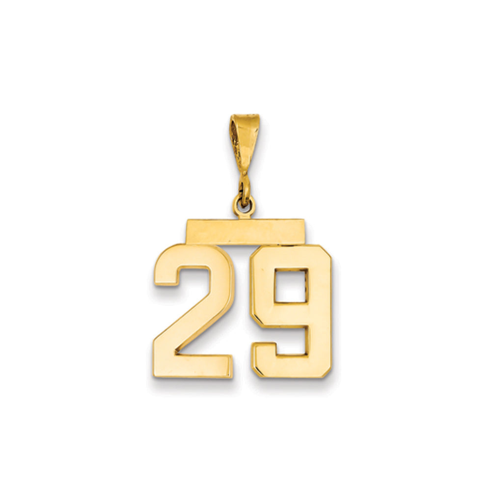 14k Yellow Gold, Athletic Collection Medium Polished Number 29 Pendant, Item P10444-29 by The Black Bow Jewelry Co.