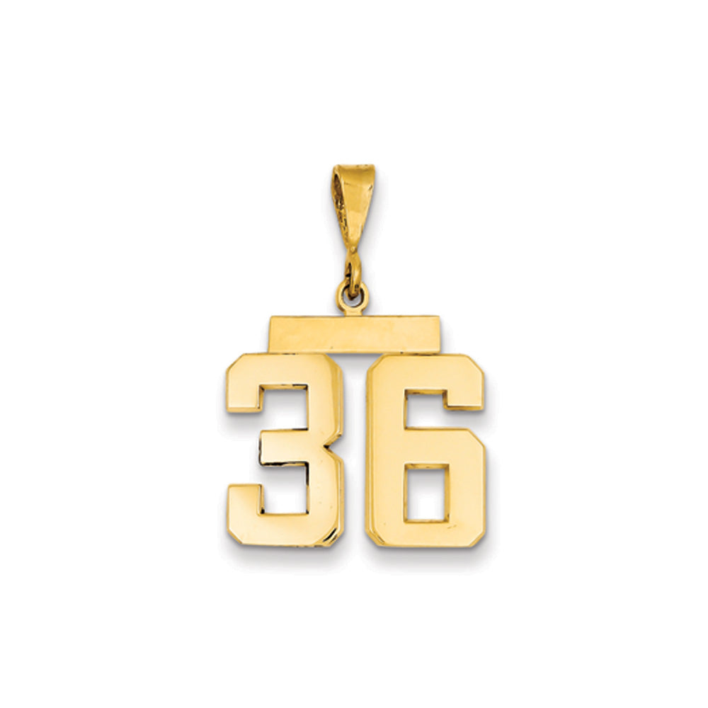 14k Yellow Gold, Athletic Collection Medium Polished Number 36 Pendant, Item P10444-36 by The Black Bow Jewelry Co.