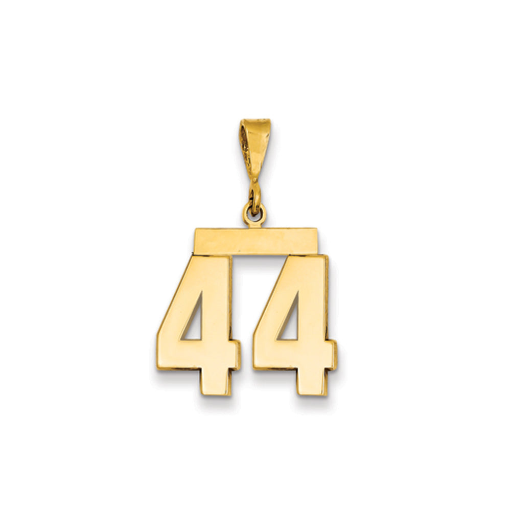 14k Yellow Gold, Athletic Collection Medium Polished Number 44 Pendant, Item P10444-44 by The Black Bow Jewelry Co.