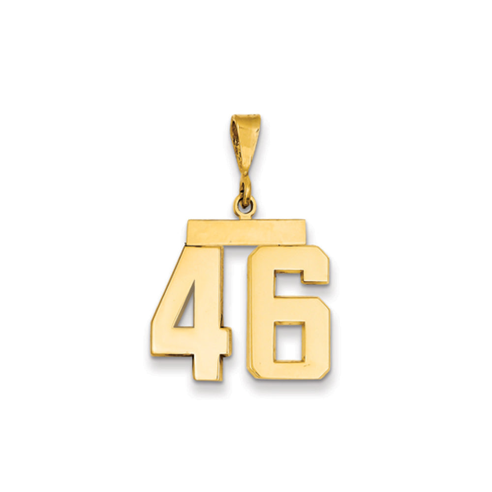 14k Yellow Gold, Athletic Collection Medium Polished Number 46 Pendant, Item P10444-46 by The Black Bow Jewelry Co.