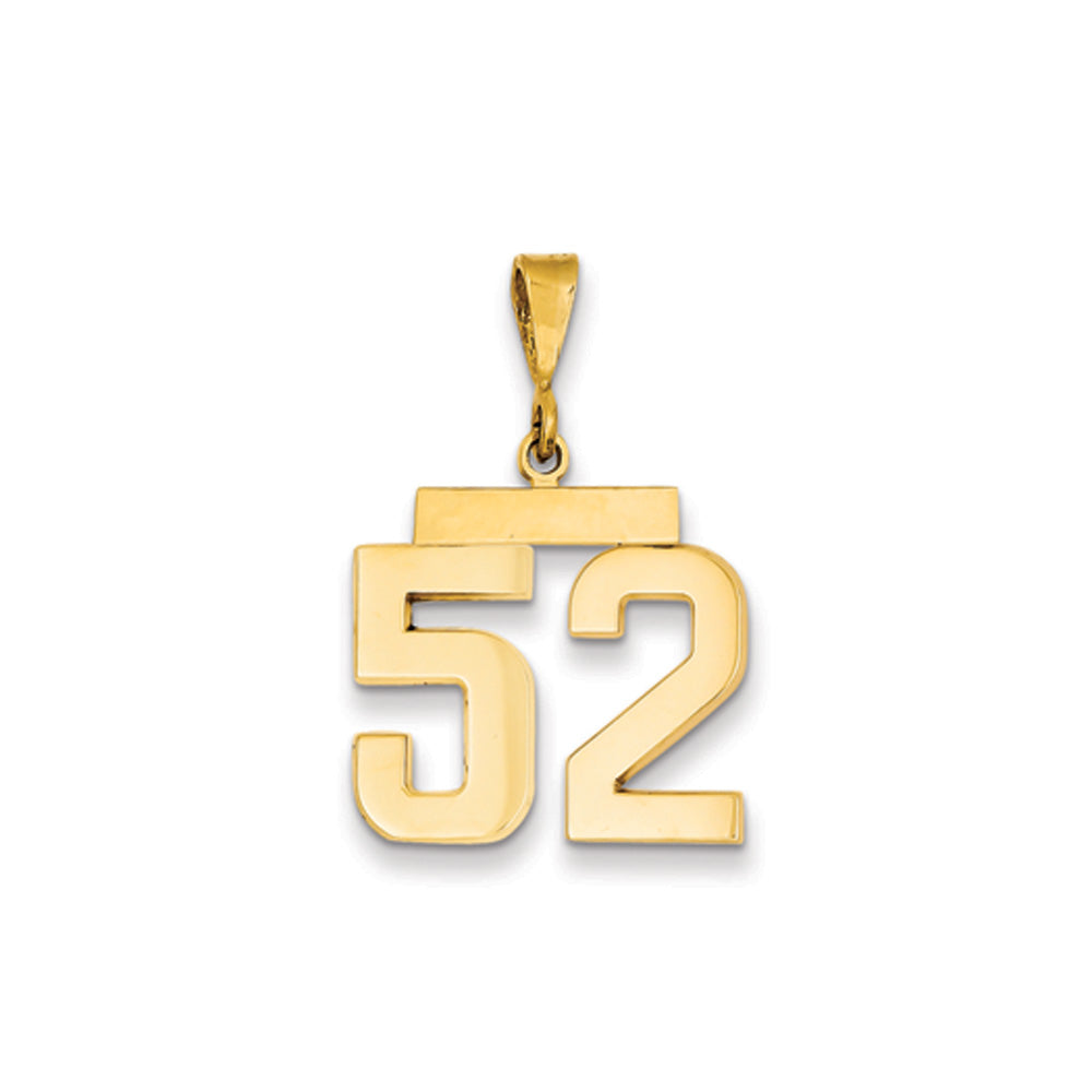 14k Yellow Gold, Athletic Collection Medium Polished Number 52 Pendant, Item P10444-52 by The Black Bow Jewelry Co.