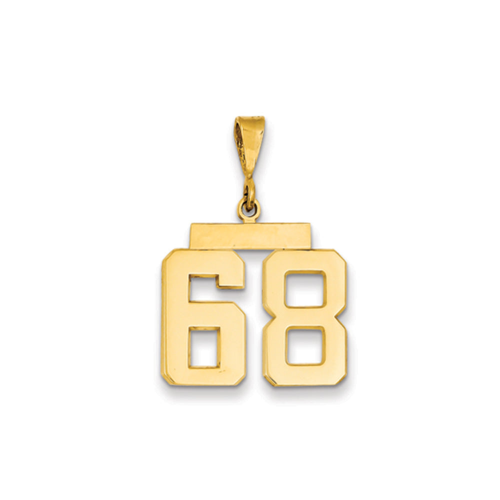 14k Yellow Gold, Athletic Collection Medium Polished Number 68 Pendant, Item P10444-68 by The Black Bow Jewelry Co.
