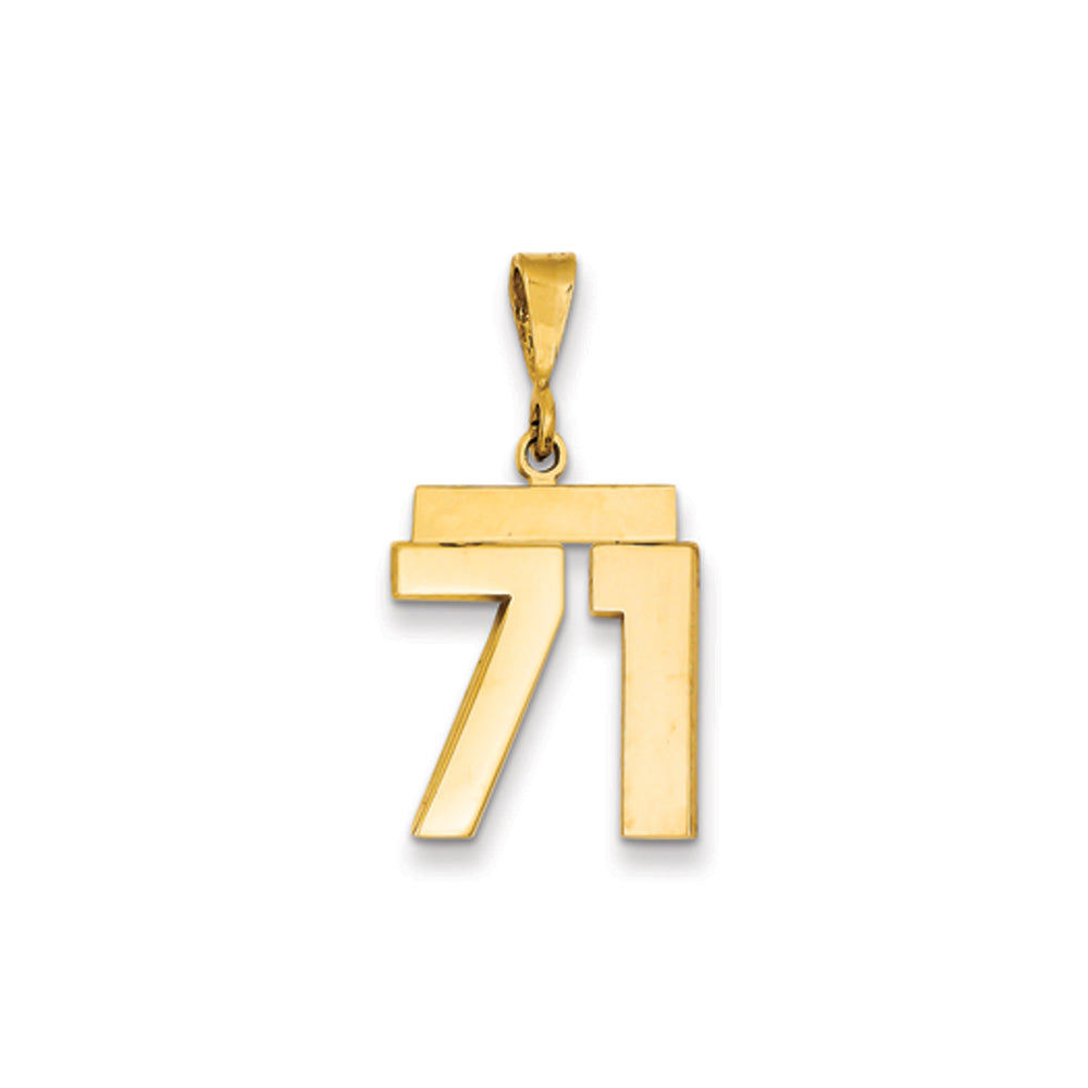 14k Yellow Gold, Athletic Collection Medium Polished Number 71 Pendant, Item P10444-71 by The Black Bow Jewelry Co.