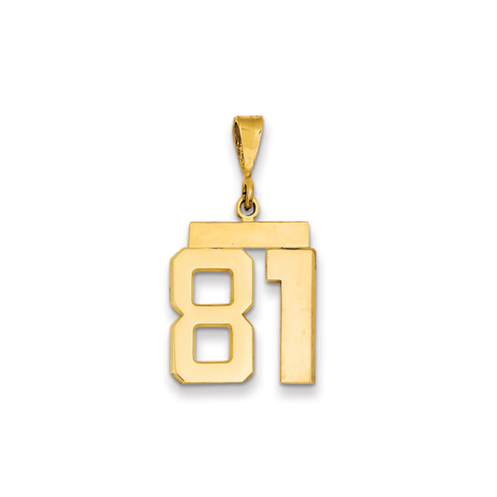 14k Yellow Gold, Athletic Collection Medium Polished Number 81 Pendant, Item P10444-81 by The Black Bow Jewelry Co.