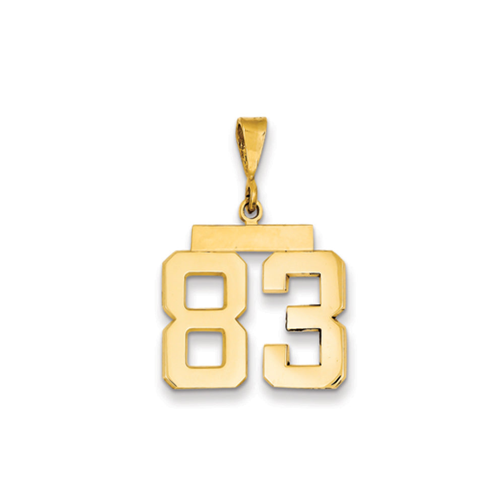 14k Yellow Gold, Athletic Collection Medium Polished Number 83 Pendant, Item P10444-83 by The Black Bow Jewelry Co.