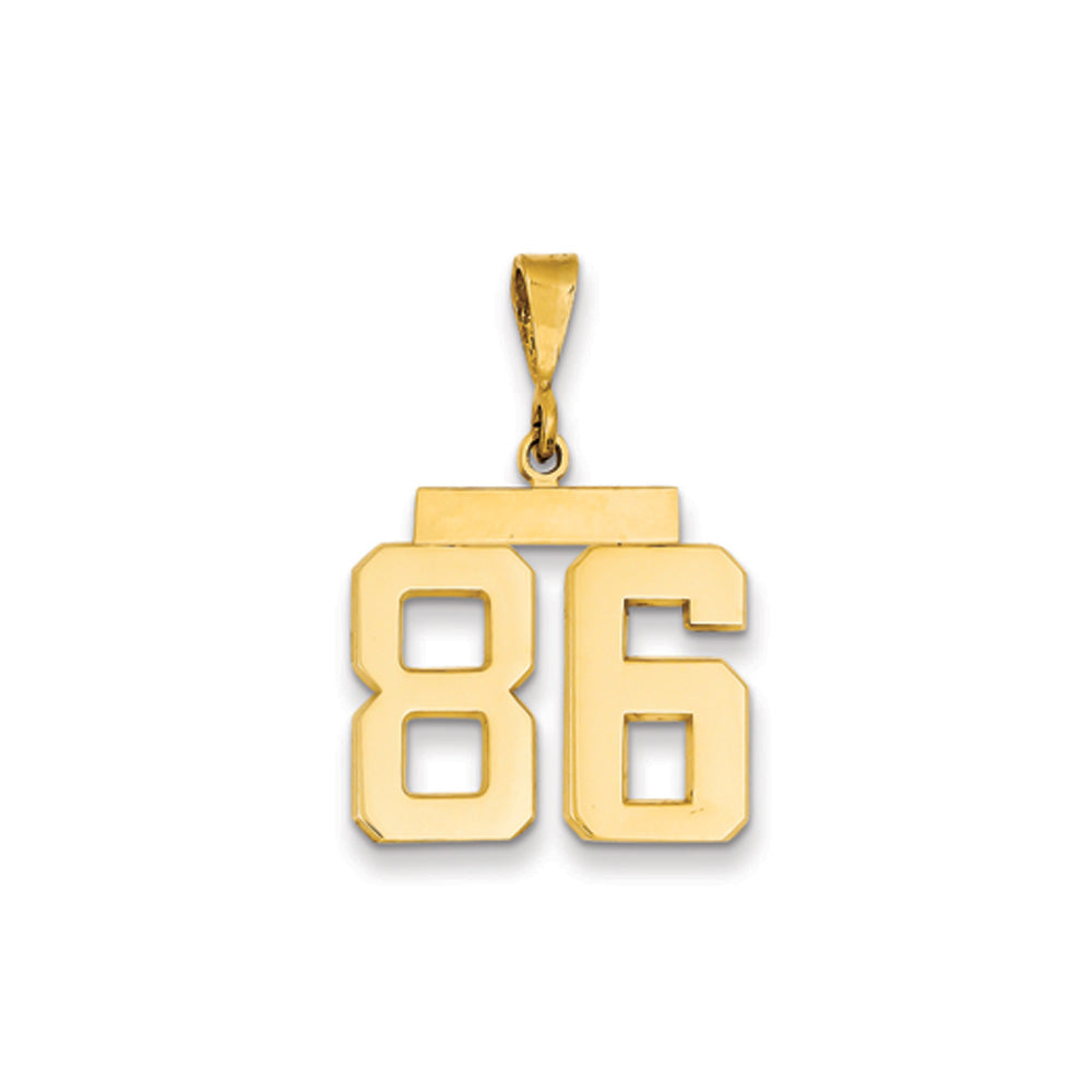 14k Yellow Gold, Athletic Collection Medium Polished Number 86 Pendant, Item P10444-86 by The Black Bow Jewelry Co.