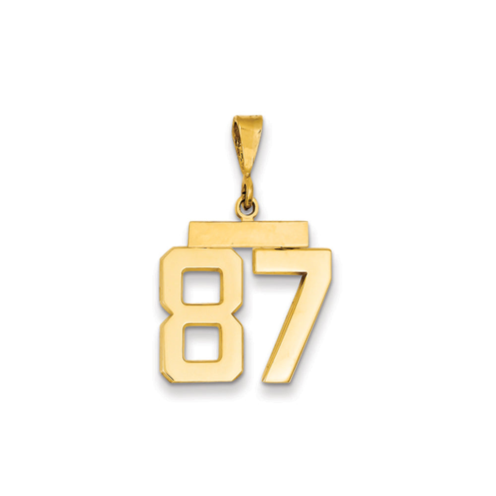 14k Yellow Gold, Athletic Collection Medium Polished Number 87 Pendant, Item P10444-87 by The Black Bow Jewelry Co.