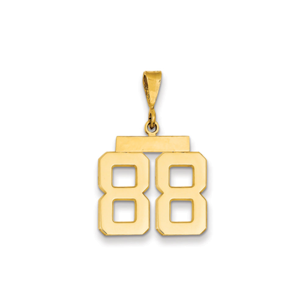 14k Yellow Gold, Athletic Collection Medium Polished Number 88 Pendant, Item P10444-88 by The Black Bow Jewelry Co.