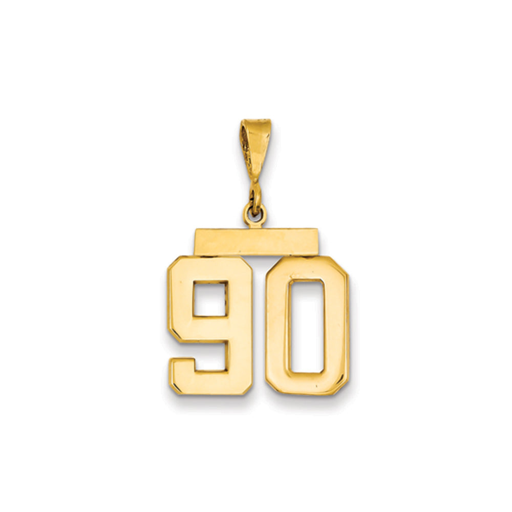 14k Yellow Gold, Athletic Collection Medium Polished Number 90 Pendant, Item P10444-90 by The Black Bow Jewelry Co.