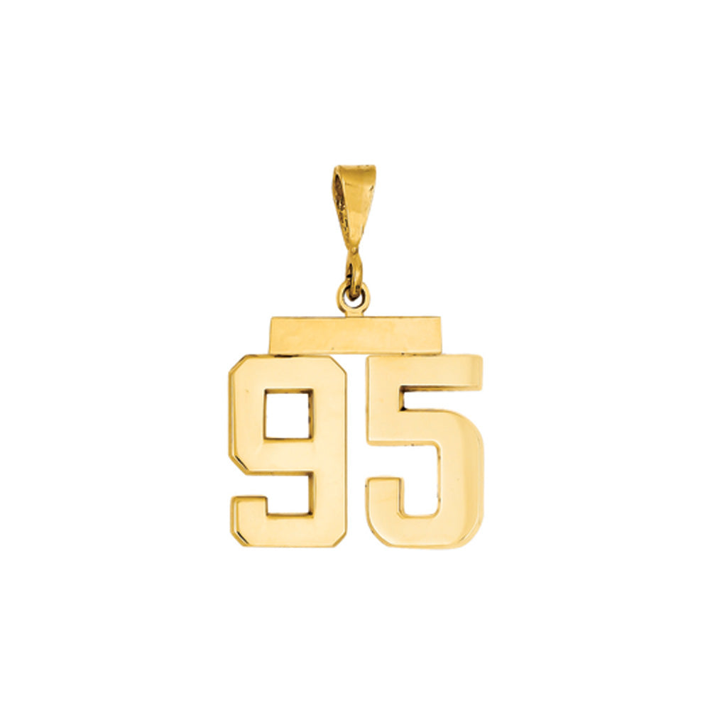 14k Yellow Gold, Athletic Collection Medium Polished Number 95 Pendant, Item P10444-95 by The Black Bow Jewelry Co.
