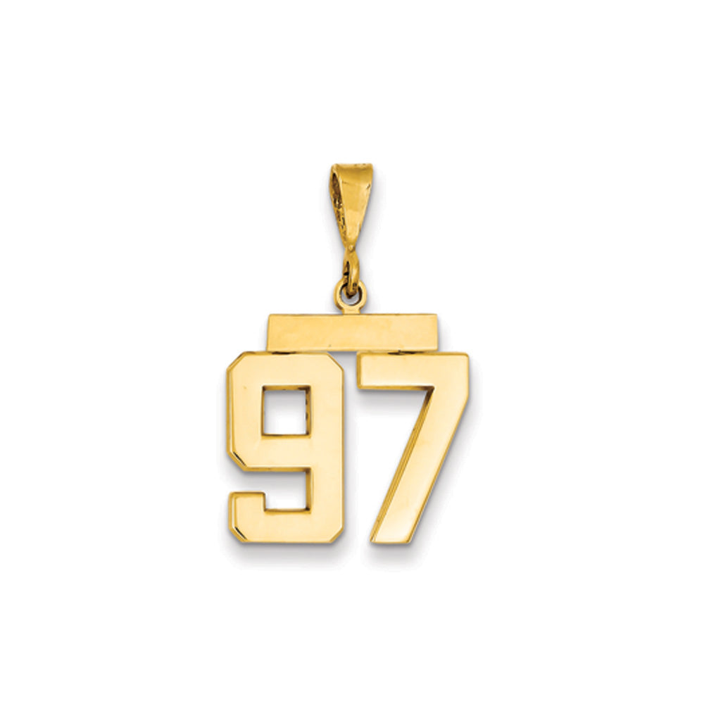 14k Yellow Gold, Athletic Collection Medium Polished Number 97 Pendant, Item P10444-97 by The Black Bow Jewelry Co.