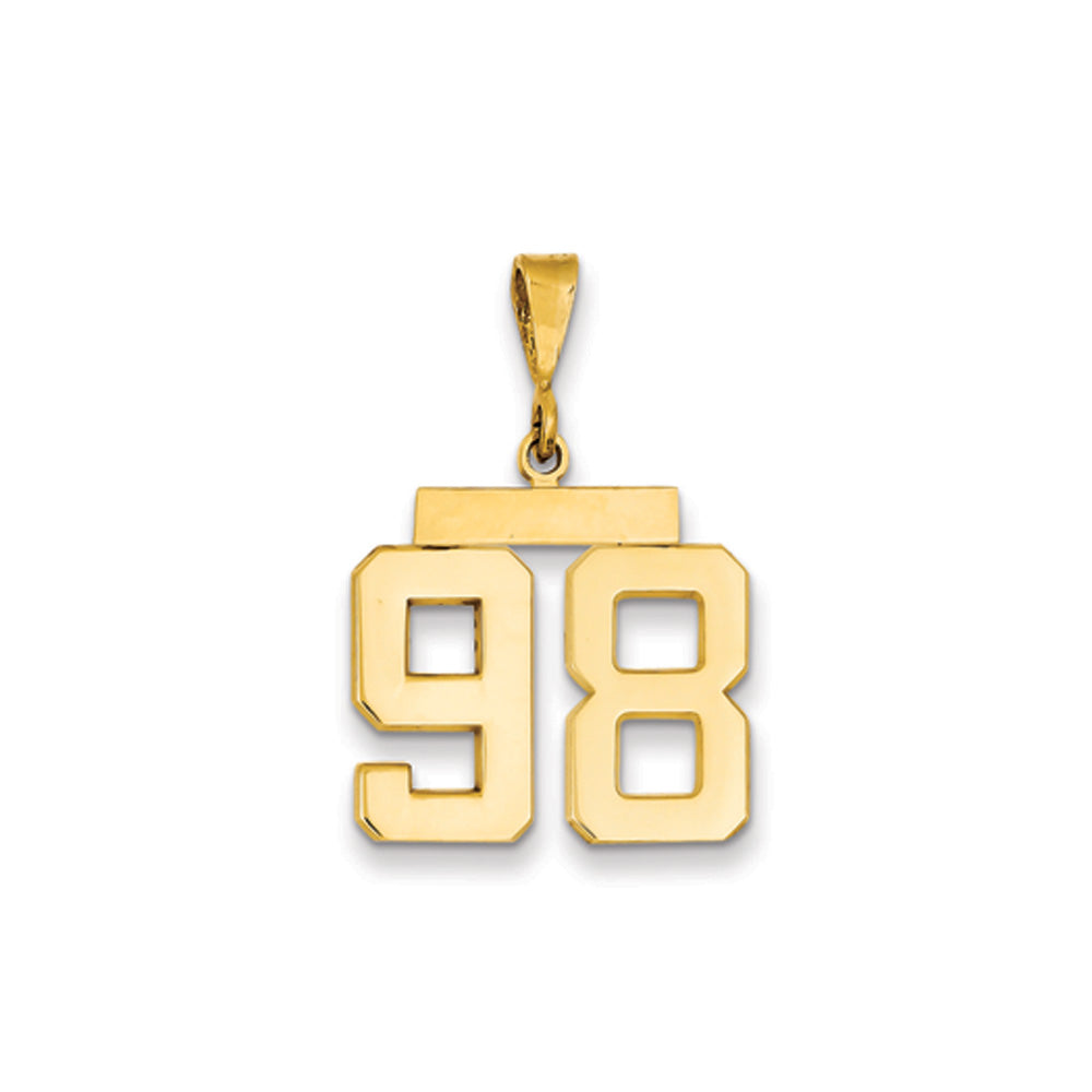 14k Yellow Gold, Athletic Collection Medium Polished Number 98 Pendant, Item P10444-98 by The Black Bow Jewelry Co.