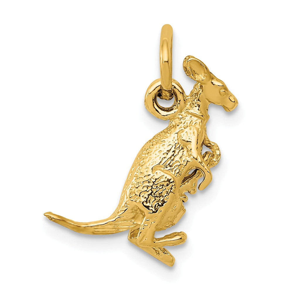 14k Yellow Gold 3D Kangaroo with Joey Charm or Pendant, Item P10459 by The Black Bow Jewelry Co.