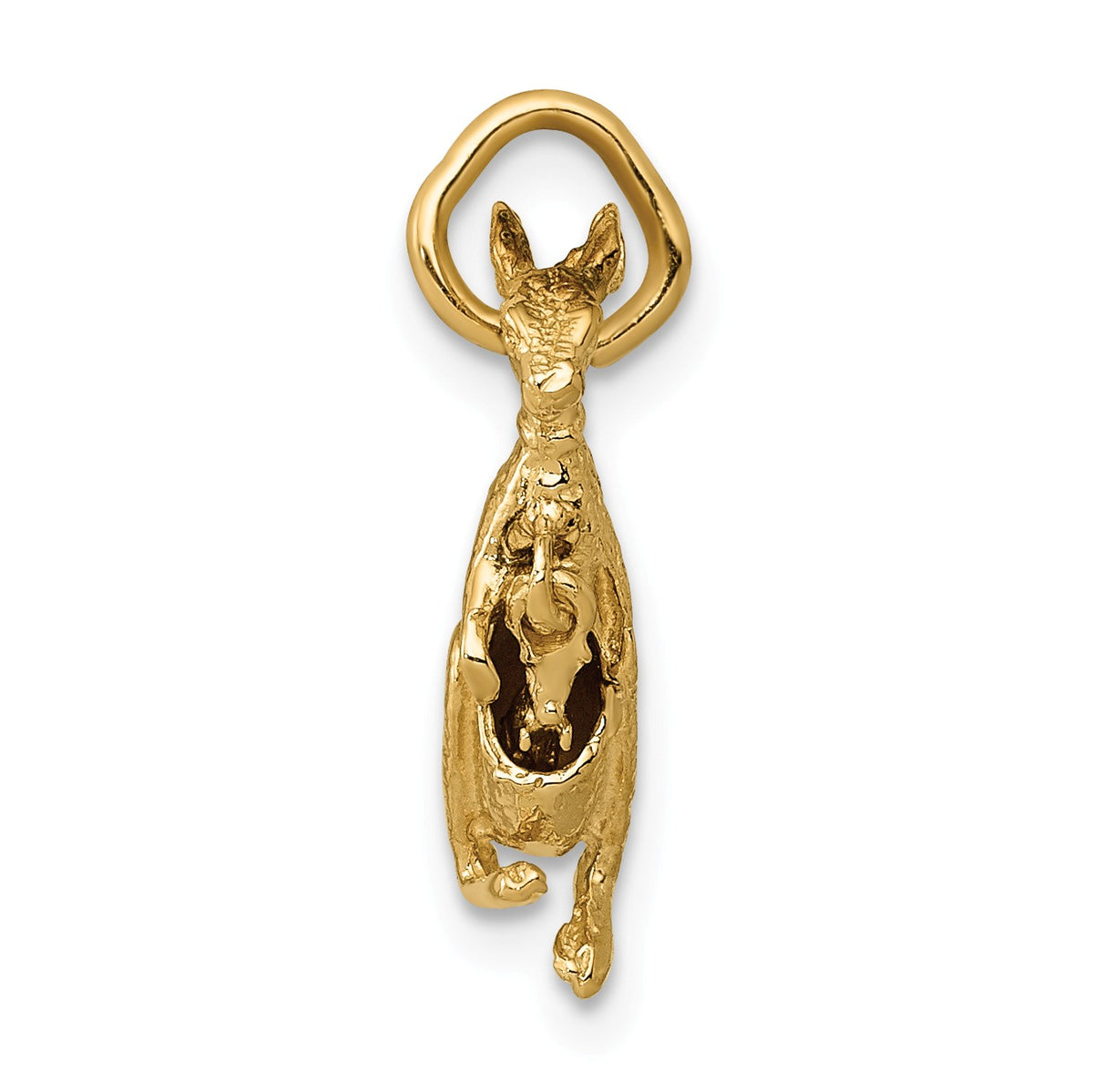 Alternate view of the 14k Yellow Gold 3D Kangaroo with Joey Charm or Pendant by The Black Bow Jewelry Co.