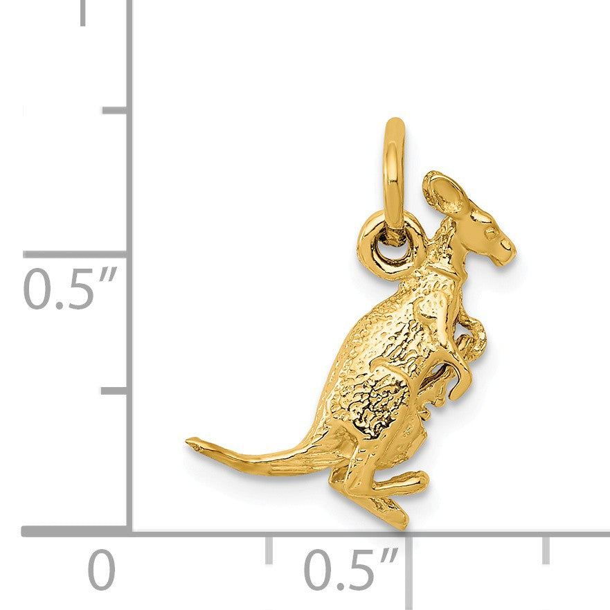 Alternate view of the 14k Yellow Gold 3D Kangaroo with Joey Charm or Pendant by The Black Bow Jewelry Co.