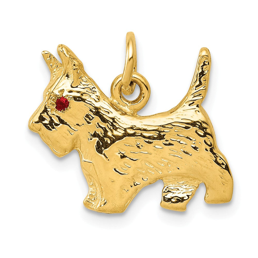14k Yellow Gold and Ruby 3D Scottie Charm or Pendant, Item P10460 by The Black Bow Jewelry Co.
