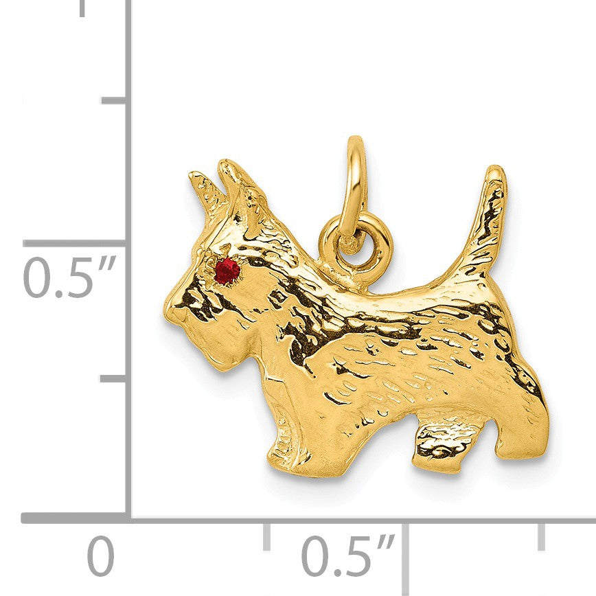 Alternate view of the 14k Yellow Gold and Ruby 3D Scottie Charm or Pendant by The Black Bow Jewelry Co.