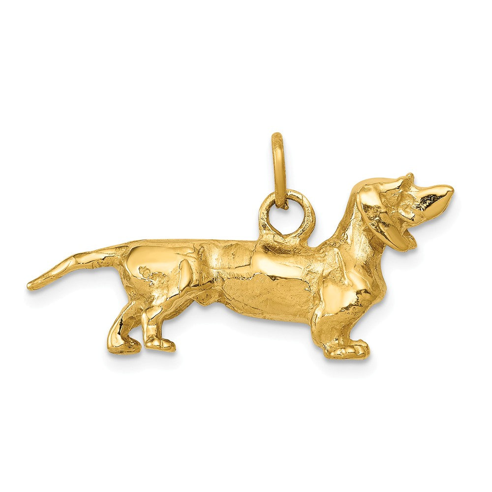 14k Yellow Gold 3D Dachshund Pendant, Item P10462 by The Black Bow Jewelry Co.