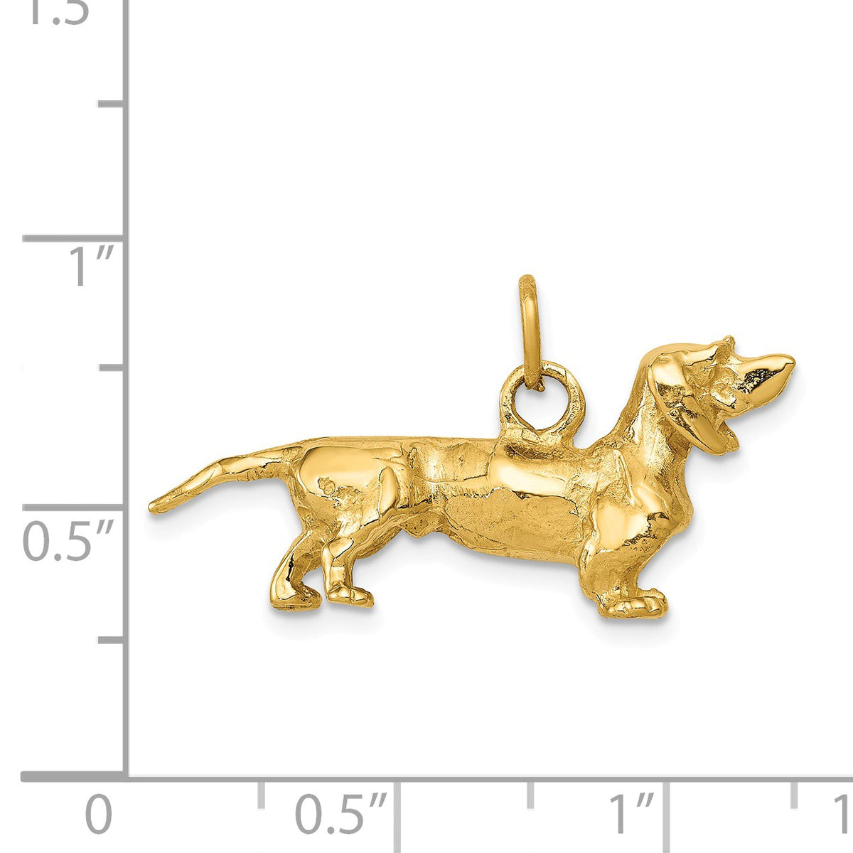 Alternate view of the 14k Yellow Gold 3D Dachshund Pendant by The Black Bow Jewelry Co.