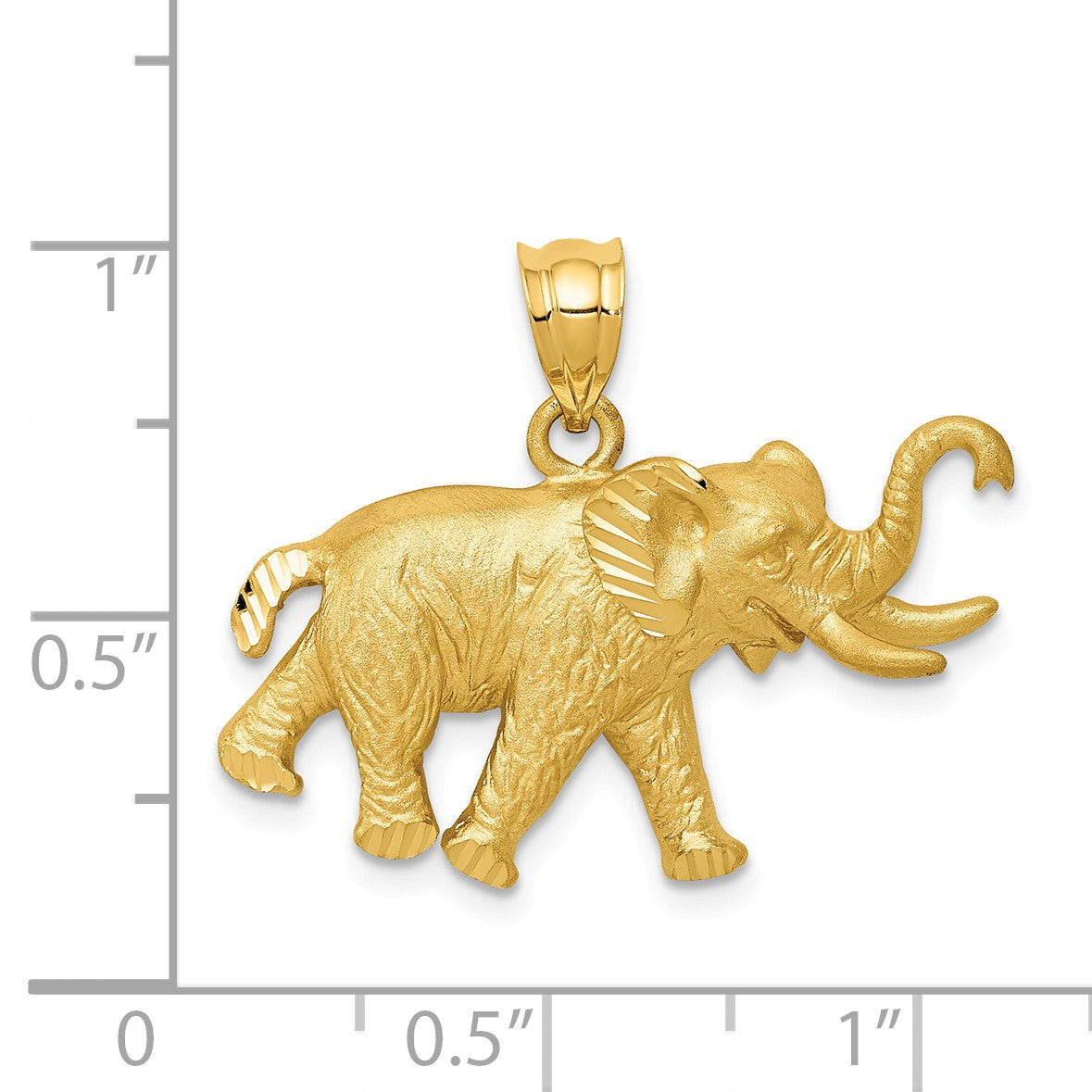 Alternate view of the 14k Yellow Gold Satin Elephant with Tusks Pendant by The Black Bow Jewelry Co.